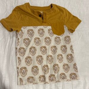 Kids Lion Adventure Tee - Mustard and Cream